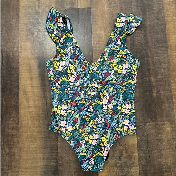 Summersalt x Rifle Paper Co. Swimsuit The Ruffle Backflip Size 16 - Picture 1 of 7
